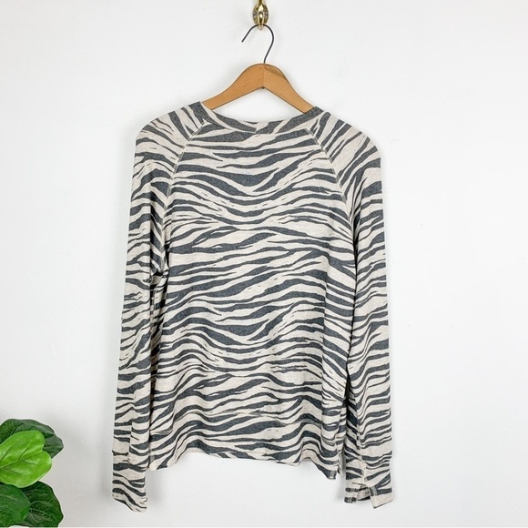 NWT LNA Revolve Beige Zebra Print Jillyan Raglan Sweatshirt Sz S - Picture 2 of 9